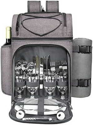 Hap Tim Picnic Backpack Cooler untuk 4 orang dengan Isolated Leakproof Cooler Bag, Wine Holder, Fleece Blanket,