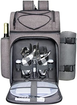 Hap Tim Picnic Backpack Cooler untuk 4 orang dengan Isolated Leakproof Cooler Bag, Wine Holder, Fleece Blanket,
