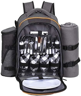 Hap Tim Picnic Backpack Cooler untuk 4 orang dengan Isolated Leakproof Cooler Bag, Wine Holder, Fleece Blanket,
