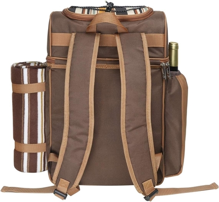 Hap Tim Picnic Backpack Cooler untuk 4 orang dengan Isolated Leakproof Cooler Bag, Wine Holder, Fleece Blanket,