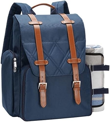Tas ransel piknik untuk 4 orang dengan tas pendingin terisolasi besar, basket piknik dengan kantong anggur,
