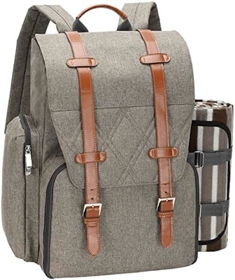 Tas ransel piknik untuk 4 orang dengan tas pendingin terisolasi besar, basket piknik dengan kantong anggur,