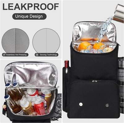 Tas ransel piknik untuk 4 orang dengan tas pendingin terisolasi besar, basket piknik dengan kantong anggur,