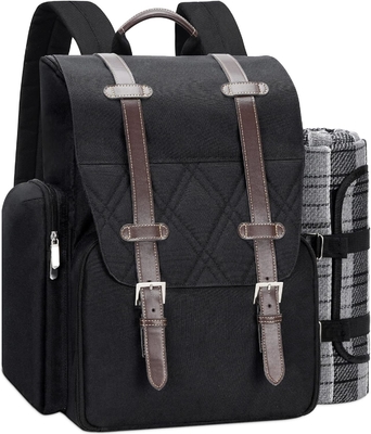 Tas ransel piknik untuk 4 orang dengan tas pendingin terisolasi besar, basket piknik dengan kantong anggur,