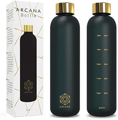 Botol Air Arc ARCANA Dengan Penanda Waktu - Botol Air Motivasi Dengan Waktu Minum - Plastik Frosted Bebas BPA