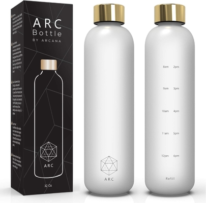 Botol Air Arc ARCANA Dengan Penanda Waktu - Botol Air Motivasi Dengan Waktu Minum - Plastik Frosted Bebas BPA