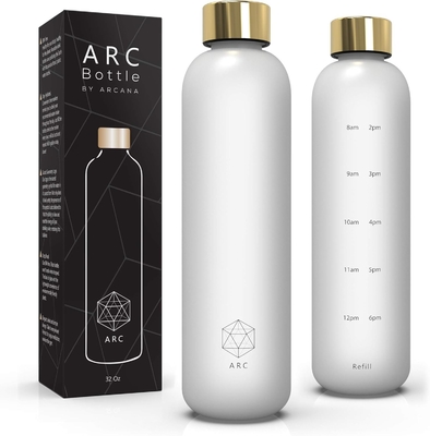 Botol Air Arc ARCANA Dengan Penanda Waktu - Botol Air Motivasi Dengan Waktu Minum - Plastik Frosted Bebas BPA