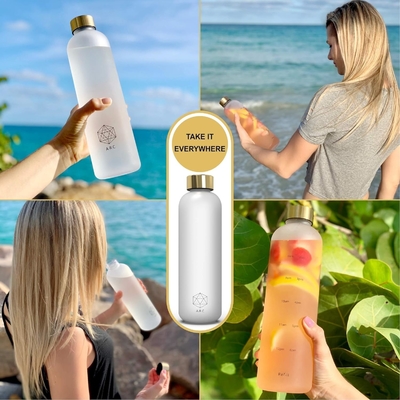 Botol Air Arc ARCANA Dengan Penanda Waktu - Botol Air Motivasi Dengan Waktu Minum - Plastik Frosted Bebas BPA