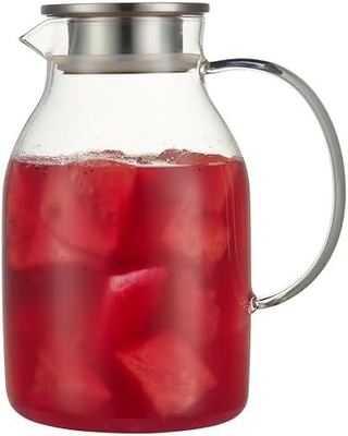 Karafu Glass Pitcher dengan Tutup, 68Oz Hot Resistant Water Jug untuk Air Panas / Dingin, Es Teh dan Jus Minuman Jelas