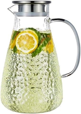 Karafu Glass Pitcher dengan Tutup, 68Oz Hot Resistant Water Jug untuk Air Panas / Dingin, Es Teh dan Jus Minuman Jelas