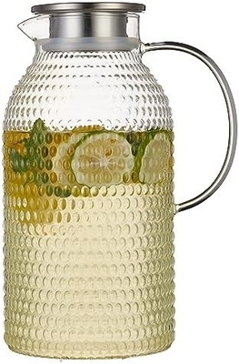 Karafu Glass Pitcher dengan Tutup, 68Oz Hot Resistant Water Jug untuk Air Panas / Dingin, Es Teh dan Jus Minuman Jelas