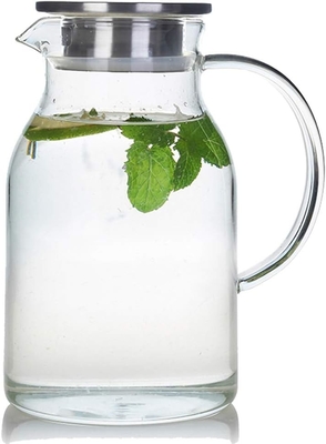 Karafu Glass Pitcher dengan Tutup, 68Oz Hot Resistant Water Jug untuk Air Panas / Dingin, Es Teh dan Jus Minuman Jelas