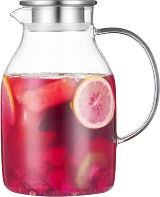 Karafu Glass Pitcher dengan Tutup, 68Oz Hot Resistant Water Jug untuk Air Panas / Dingin, Es Teh dan Jus Minuman Jelas