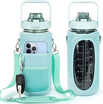 Botol air setengah galon dengan lengan botol air yang menginspirasi dengan jerami dan stempel waktu,