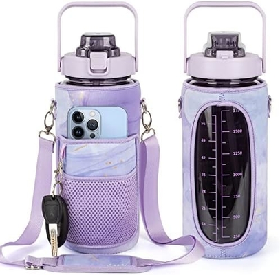 Botol air setengah galon dengan lengan botol air yang menginspirasi dengan jerami dan stempel waktu,