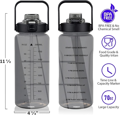 Botol air setengah galon dengan lengan botol air yang menginspirasi dengan jerami dan stempel waktu,