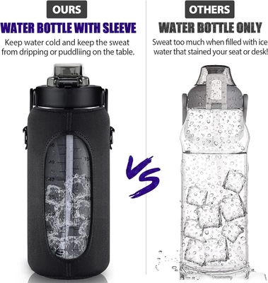 Botol air setengah galon dengan lengan botol air yang menginspirasi dengan jerami dan stempel waktu,