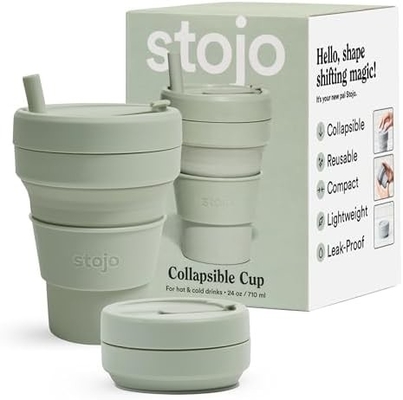 Cup Travel Lipat - Sage Green, 12oz / 355ml - Kebocoran-Bukti digunakan kembali untuk pergi ukuran saku botol silikon