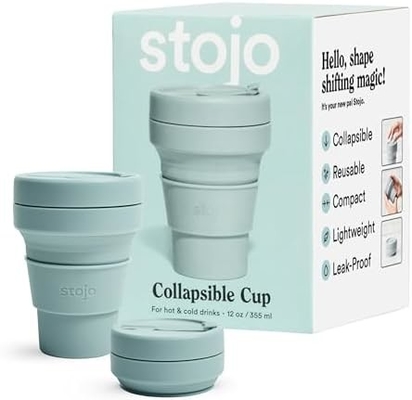 Cup Travel Lipat - Sage Green, 12oz / 355ml - Kebocoran-Bukti digunakan kembali untuk pergi ukuran saku botol silikon