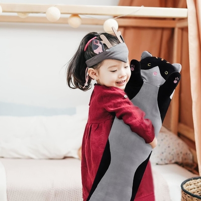 WUYU Cantik Kucing Boneka Cute Kartun Lembut Diisi Anak Kucing Bantal Long Throw Tidur Bantal Boneka Mainan Hadiah untuk Anak-anak