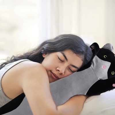 WUYU Cantik Kucing Boneka Cute Kartun Lembut Diisi Anak Kucing Bantal Long Throw Tidur Bantal Boneka Mainan Hadiah untuk Anak-anak