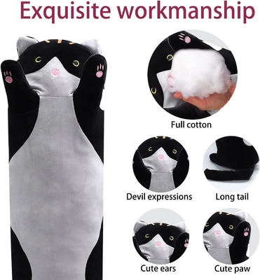 WUYU Cantik Kucing Boneka Cute Kartun Lembut Diisi Anak Kucing Bantal Long Throw Tidur Bantal Boneka Mainan Hadiah untuk Anak-anak