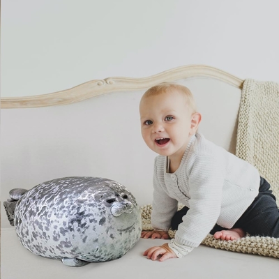 MerryXD Chubby Blob Seal Pillow, Cotton Plush Animal Toy Cute Ocean Medium ((17.6 in)