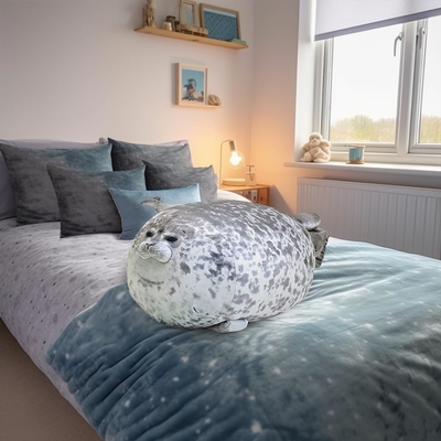 MerryXD Chubby Blob Seal Pillow, Cotton Plush Animal Toy Cute Ocean Medium ((17.6 in)