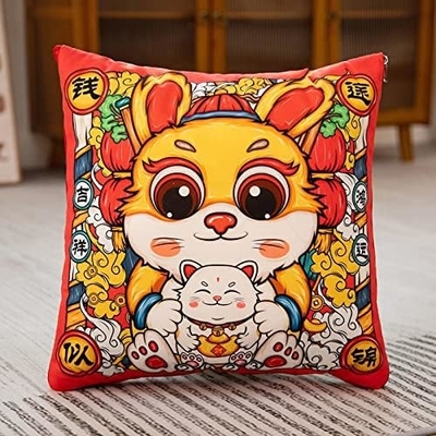 Maskot Tahun Kelinci, Bantal Merah Besar, Tahun Bantal Kelinci 40*40cm