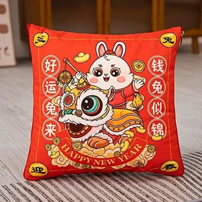 Maskot Tahun Kelinci, Bantal Merah Besar, Tahun Bantal Kelinci 40*40cm