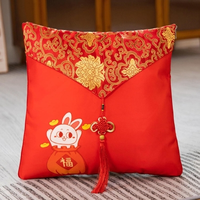 Maskot Tahun Kelinci, Bantal Merah Besar, Tahun Bantal Kelinci 40*40cm