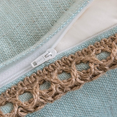 Phantoscope Paket dari 2 rumah pertanian dekoratif lempar bantal penutup, pola padat untuk rumah Burlap Linen trimmed disesuaikan