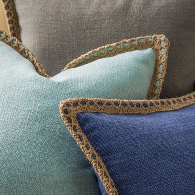 Phantoscope Paket dari 2 rumah pertanian dekoratif lempar bantal penutup, pola padat untuk rumah Burlap Linen trimmed disesuaikan