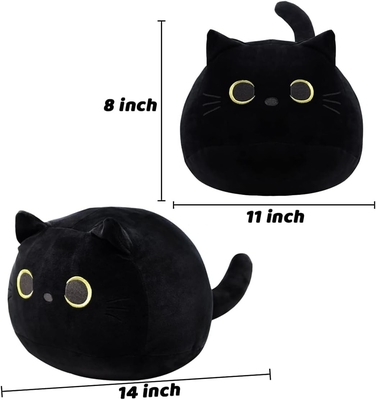 Black Cat Plush Toy: Bantal Hewan Lembut yang Dipenuhi, Dekorasi Sofa Bayi, Desain berbentuk kucing