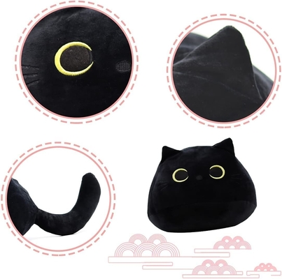 Black Cat Plush Toy: Bantal Hewan Lembut yang Dipenuhi, Dekorasi Sofa Bayi, Desain berbentuk kucing