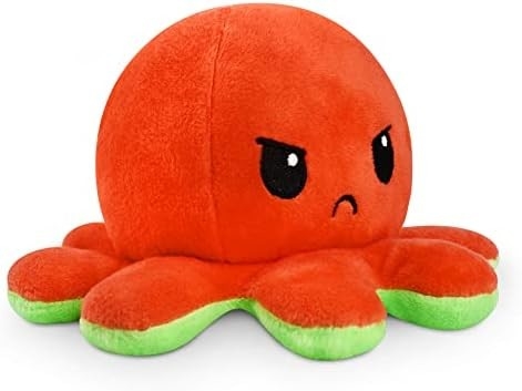 TeeTurtle - The Original Reversible Octopus Plushie - Love + Hate - Cute Sensory Fidget Dipenuhi Hewan yang Menunjukkan Anda