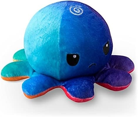 TeeTurtle - The Original Reversible Octopus Plushie - Love + Hate - Cute Sensory Fidget Dipenuhi Hewan yang Menunjukkan Anda