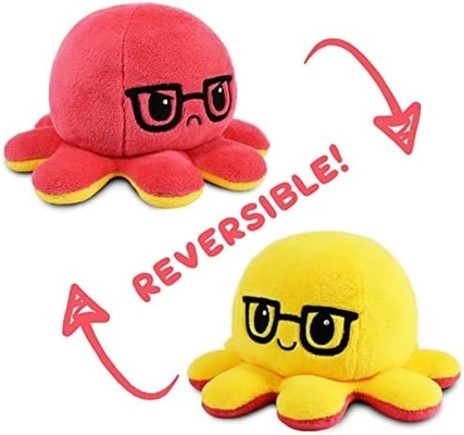 TeeTurtle - The Original Reversible Octopus Plushie - Love + Hate - Cute Sensory Fidget Dipenuhi Hewan yang Menunjukkan Anda