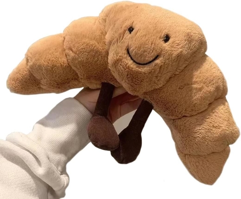 Berberat 9 " Croissant Plush Cute Smile Croissant Roti Bantal Dipenuhi Hewan Lucu Makanan Lembut Plushies