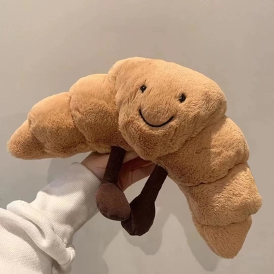 Berberat 9 " Croissant Plush Cute Smile Croissant Roti Bantal Dipenuhi Hewan Lucu Makanan Lembut Plushies