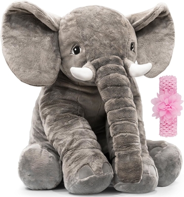 Dolanan hewan plush gajah yang diisi 24 inci