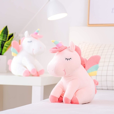 Lazada Unicorn Dipenuhi Beraneka Animalia Mainan Plush Gadis Hadiah Dengan Sayap Pelangi Putih 12 Inci