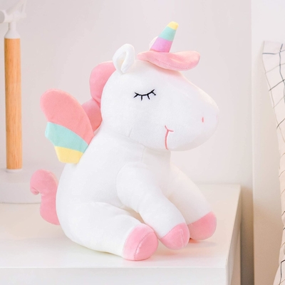Lazada Unicorn Dipenuhi Beraneka Animalia Mainan Plush Gadis Hadiah Dengan Sayap Pelangi Putih 12 Inci