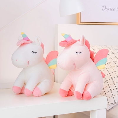 Lazada Unicorn Dipenuhi Beraneka Animalia Mainan Plush Gadis Hadiah Dengan Sayap Pelangi Putih 12 Inci