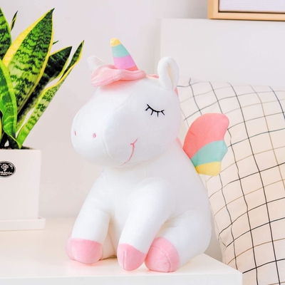 Lazada Unicorn Dipenuhi Beraneka Animalia Mainan Plush Gadis Hadiah Dengan Sayap Pelangi Putih 12 Inci