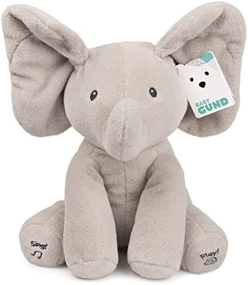 GUND Bayi Animasi Flappy Gajah Plush, Bernyanyi Dipenuhi Hewan Bayi Mainan untuk Usia 0 dan di atas, Abu-abu, 12 &quot;