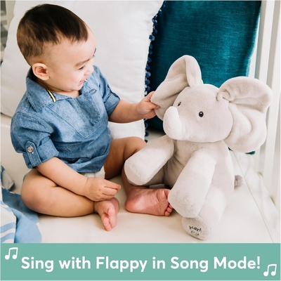 GUND Bayi Animasi Flappy Gajah Plush, Bernyanyi Dipenuhi Hewan Bayi Mainan untuk Usia 0 dan di atas, Abu-abu, 12 &quot;