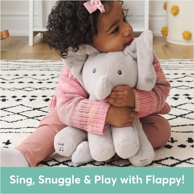GUND Bayi Animasi Flappy Gajah Plush, Bernyanyi Dipenuhi Hewan Bayi Mainan untuk Usia 0 dan di atas, Abu-abu, 12 &quot;