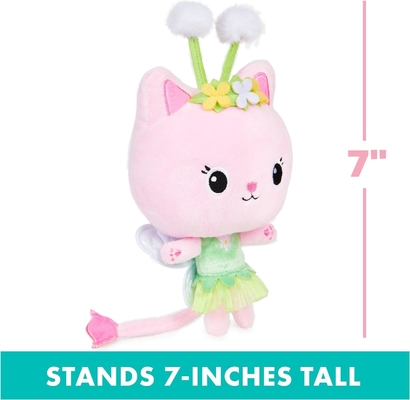 Gabby's Dollhouse, 7 inci Kitty Fairy Purr-ific Plush Toy, mainan anak-anak untuk usia 3 tahun ke atas