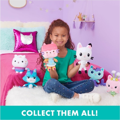 Gabby's Dollhouse, 7 inci Kitty Fairy Purr-ific Plush Toy, mainan anak-anak untuk usia 3 tahun ke atas